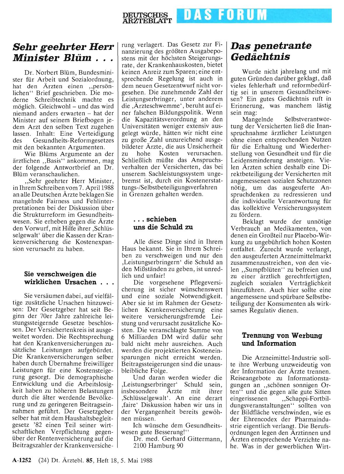 Vorschauseite 1: Sehr geehrter Herr Minister Blüm. ..