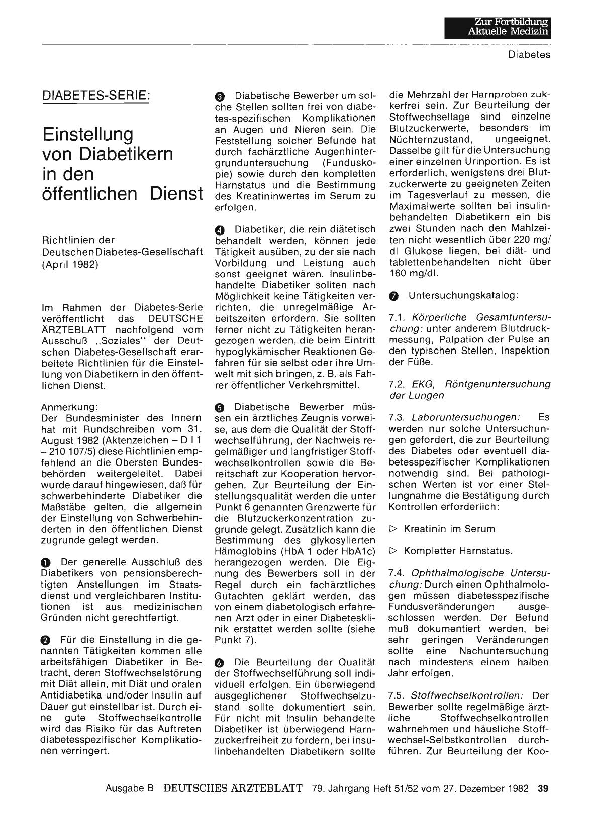 Vorschauseite 1: DIABETES-SERIE: Einstellung von Diabetikern in den öffentlichen Dienst
