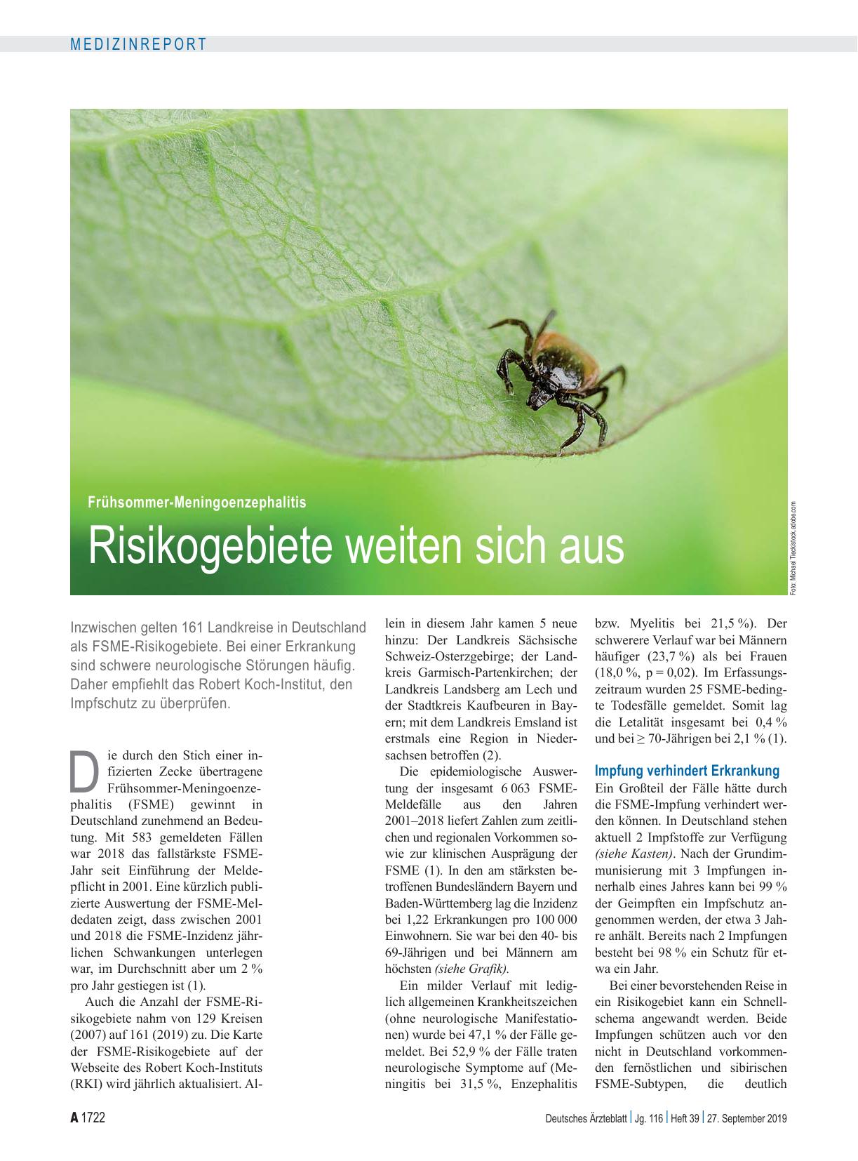 Vorschauseite 1: Frühsommer-Meningoenzephalitis: Risikogebiete weiten sich aus