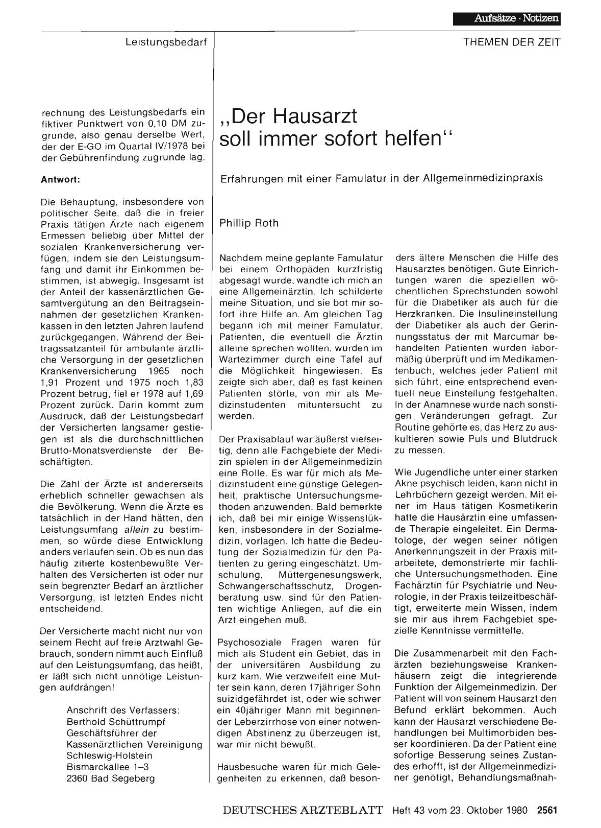 Vorschauseite 1: Der Hausarzt soll immer sofort helfen“: Erfahrungen mit einer Famulatur in der Allgemeinmedizinpraxis