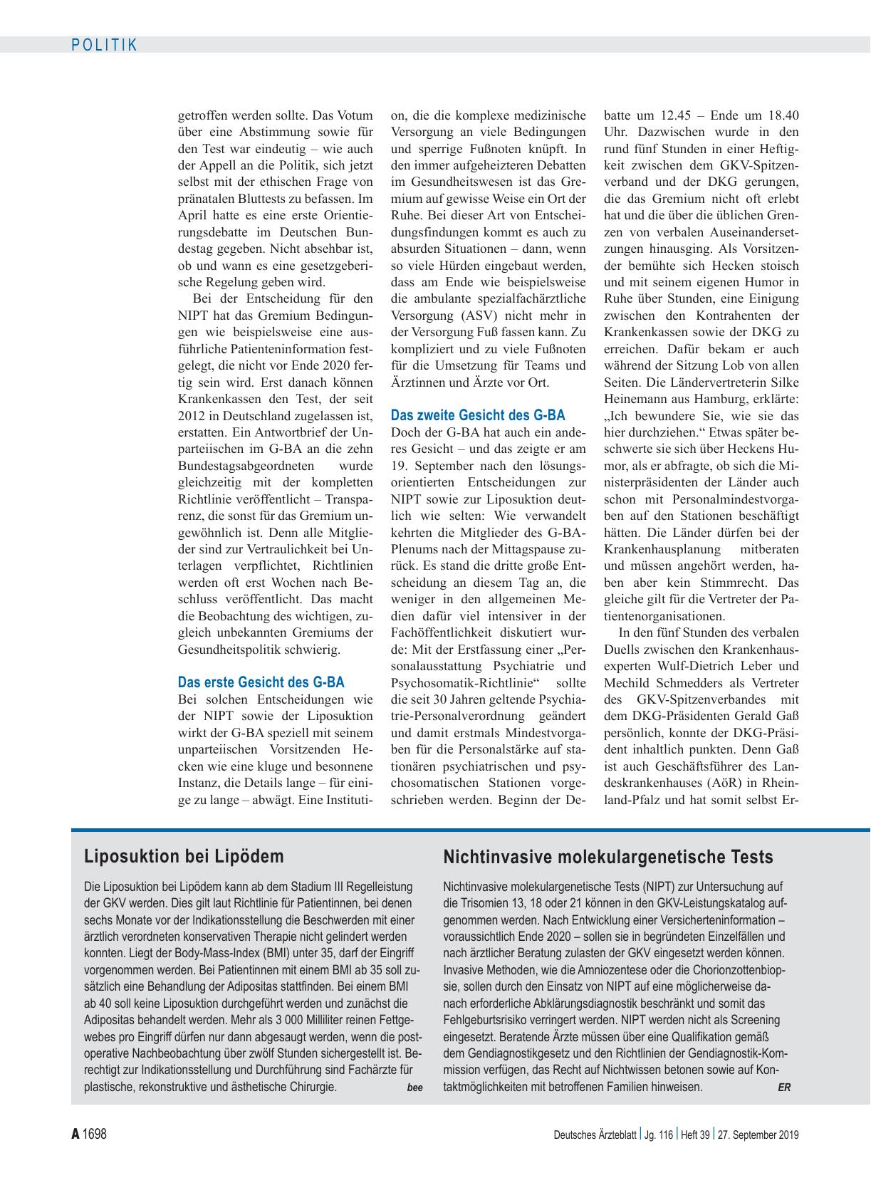 Vorschauseite 2: Selbstverwaltung: Zwei Gesichter des G-BA