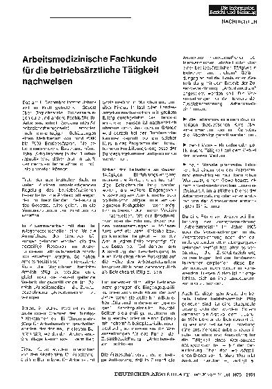 Vorschauseite 1: Arbeitsmedizinische Fachkunde für die betriebsärztliche Tätigkeit nachweisen