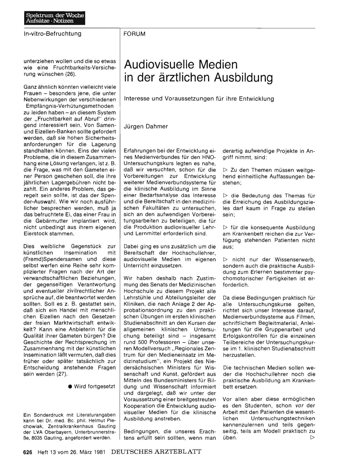 Vorschauseite 1: Audiovisuelle Medien in der ärztlichen Ausbildung