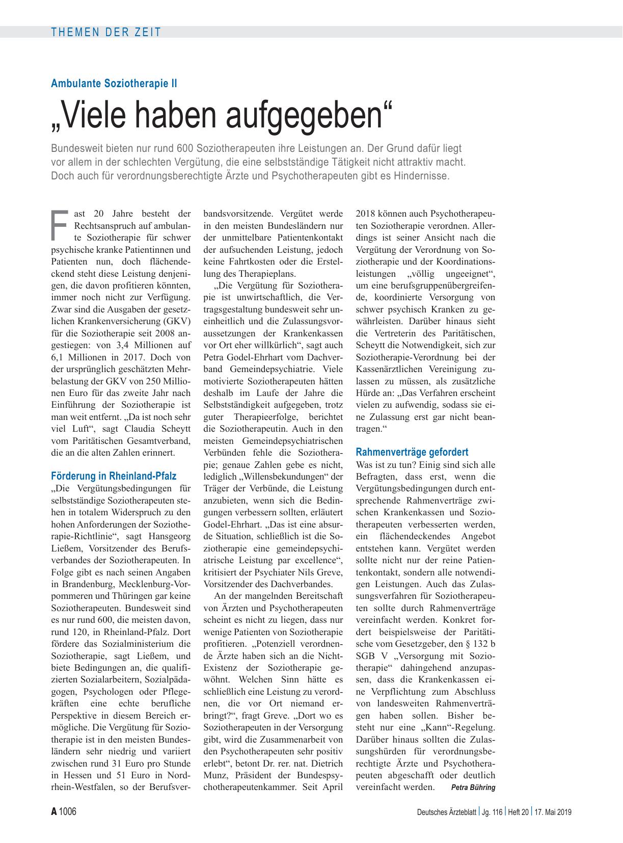Vorschauseite 1: Ambulante Soziotherapie II: „Viele haben aufgegeben“