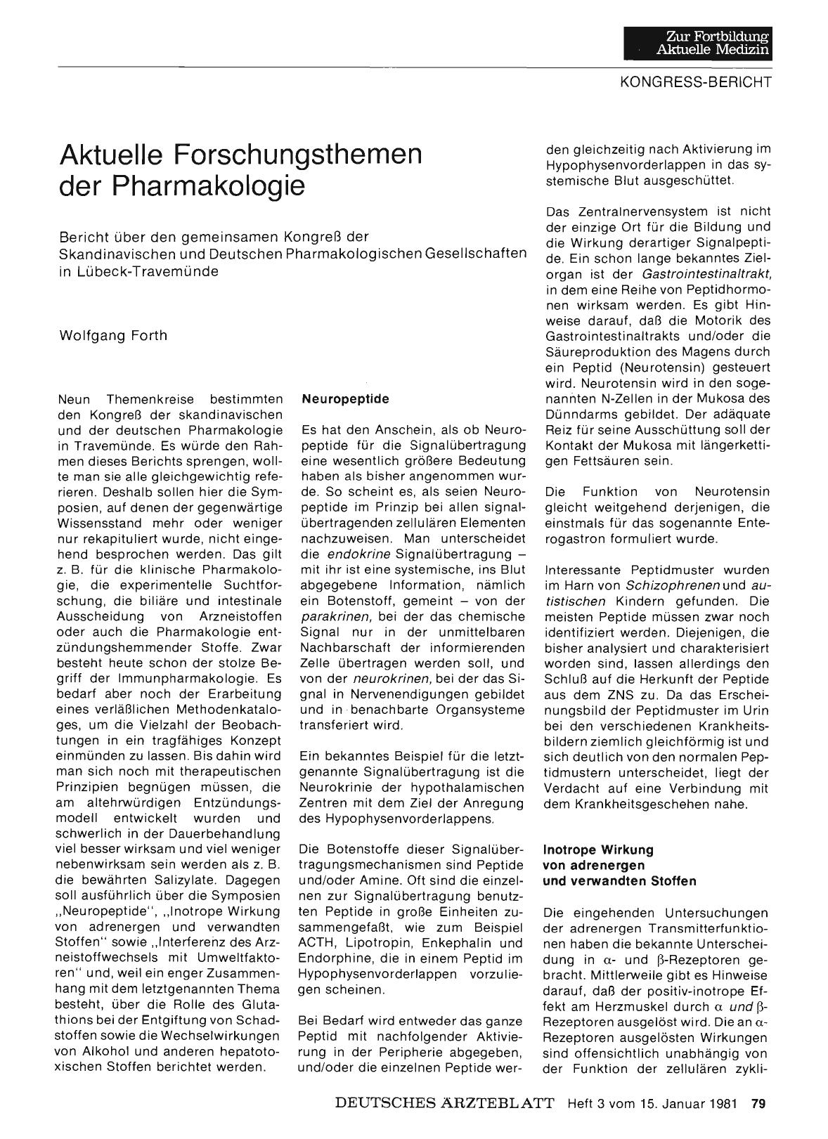 Vorschauseite 1: Aktuelle Forschungsthemen der Pharmakologie