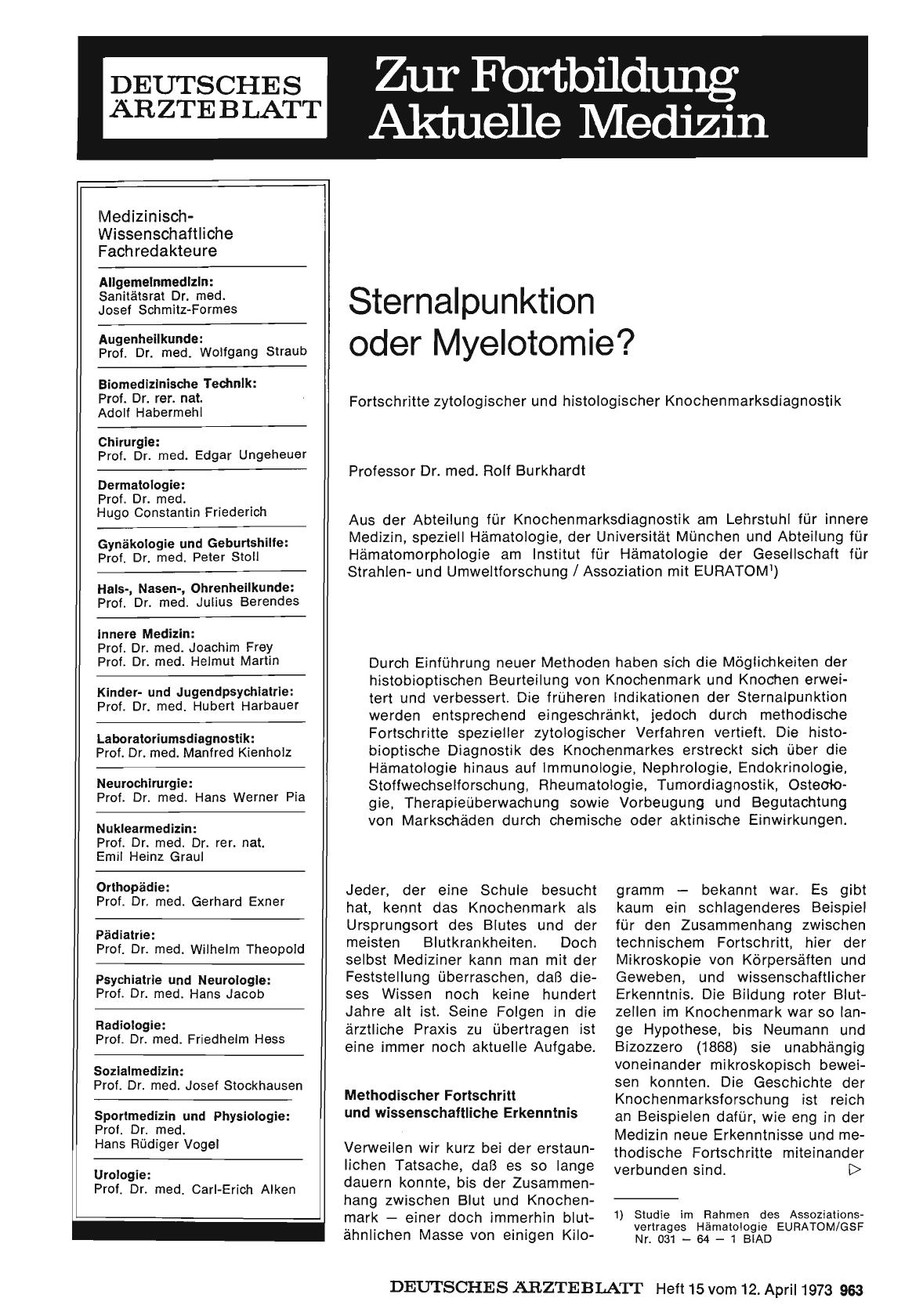 Vorschauseite 1: Sternalpunktion oder Myelotomie? Fortschritte zytologischer und histologischer Knochenmarksdiagnostik