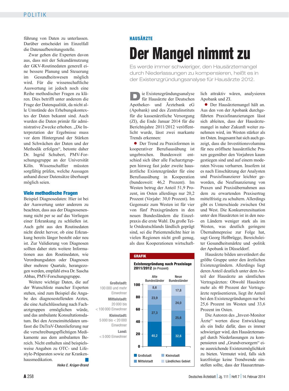Vorschauseite 1: Hausärzte: Der Mangel nimmt zu