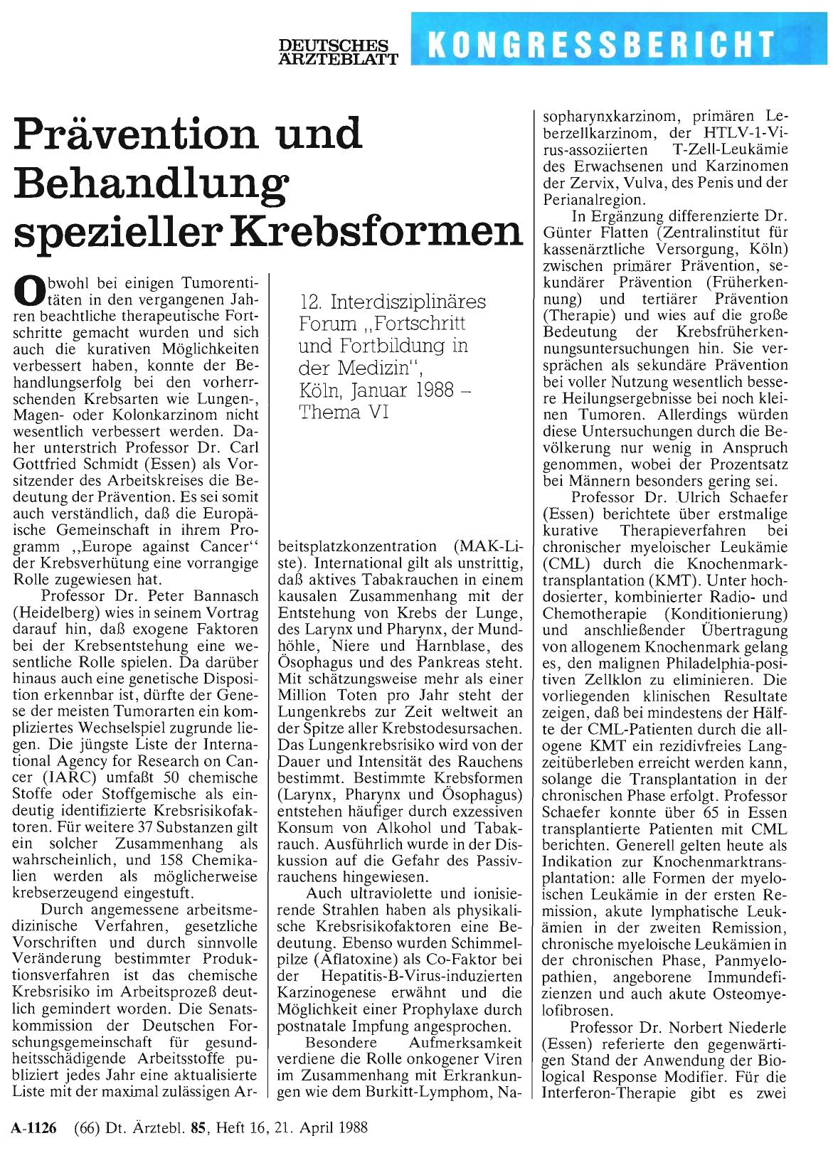 Vorschauseite 1: Prävention und Behandlung spezieller Krebsformen