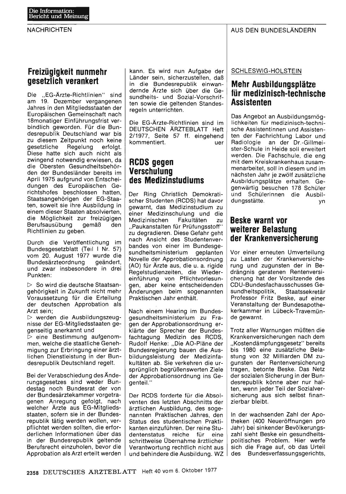 Vorschauseite 1: SCHLESWIG-HOLSTEIN: Beske warnt vor weiterer Belastung der Krankenversicherung
