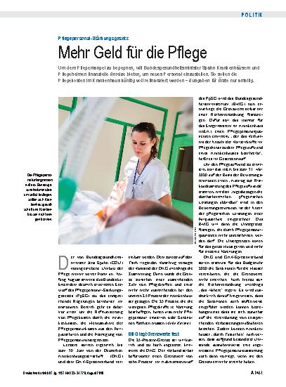Vorschauseite 1: Pflegepersonal-Stärkungsgesetz: Mehr Geld für die Pflege