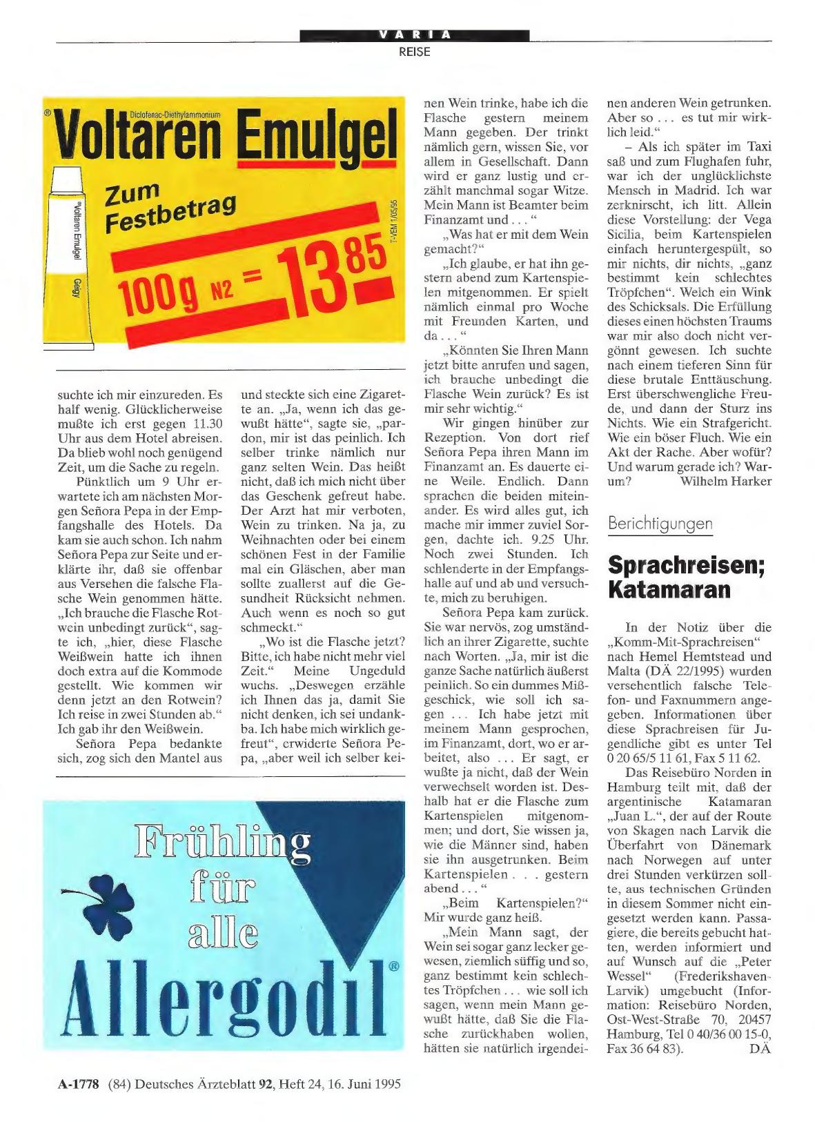 Vorschauseite 1: Berichtigungen: Sprachreisen; Katamaran