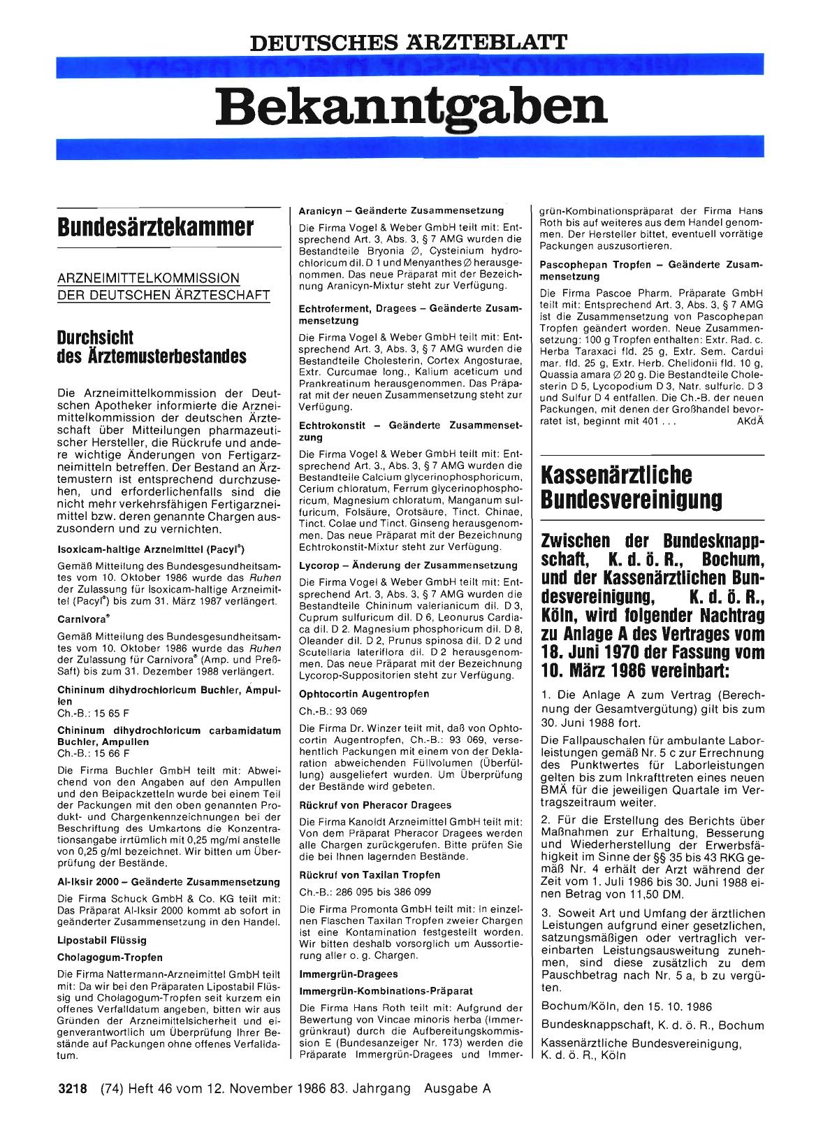Vorschauseite 1: Durchsicht des Ärztemusterbestandes