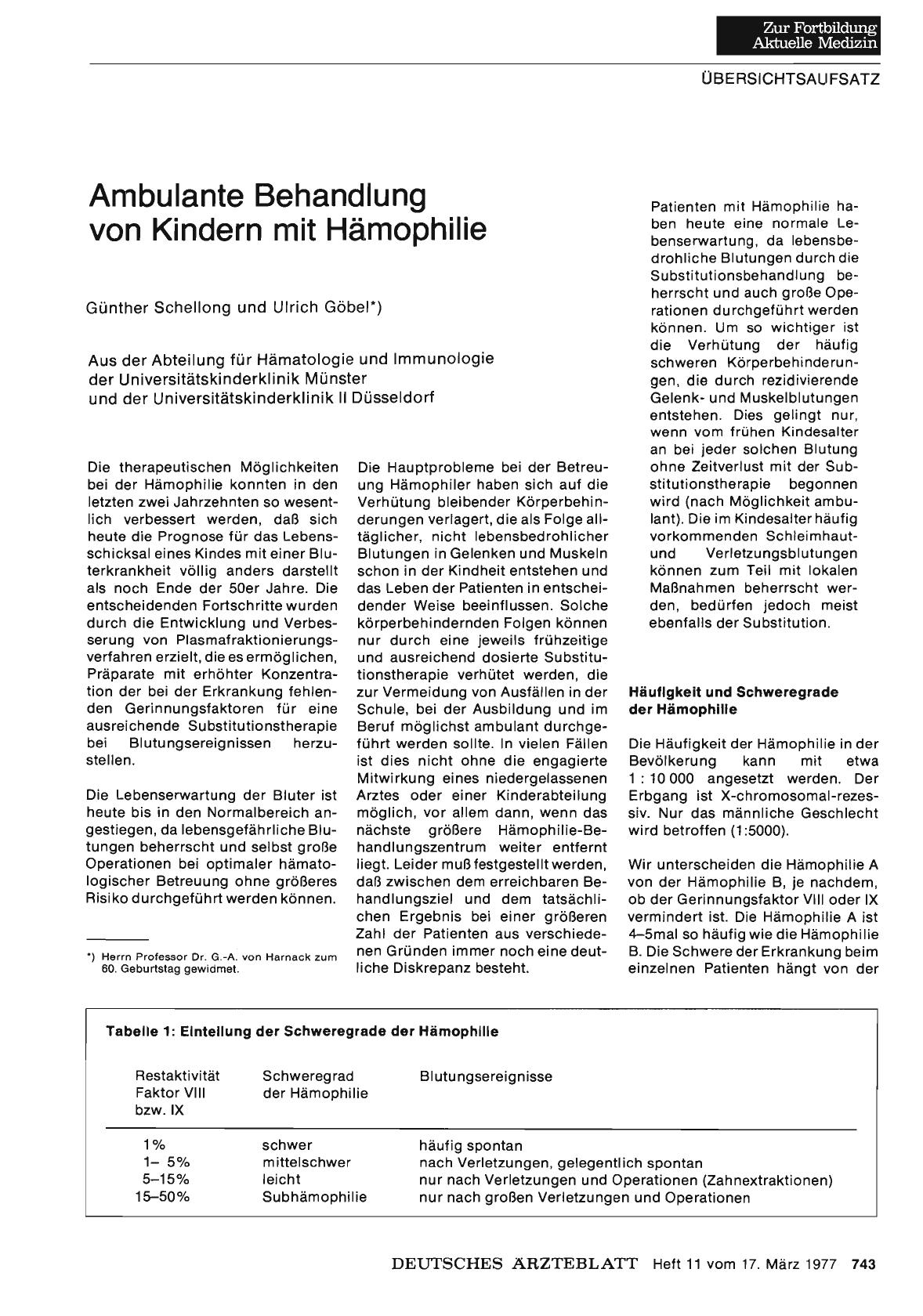 Vorschauseite 1: Ambulante Behandlung von Kindern mit Hämophilie