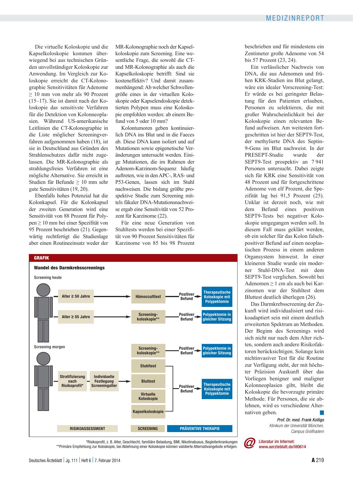 Vorschauseite 2: Darmkrebsscreening: Auf dem Weg zur Individualisierung