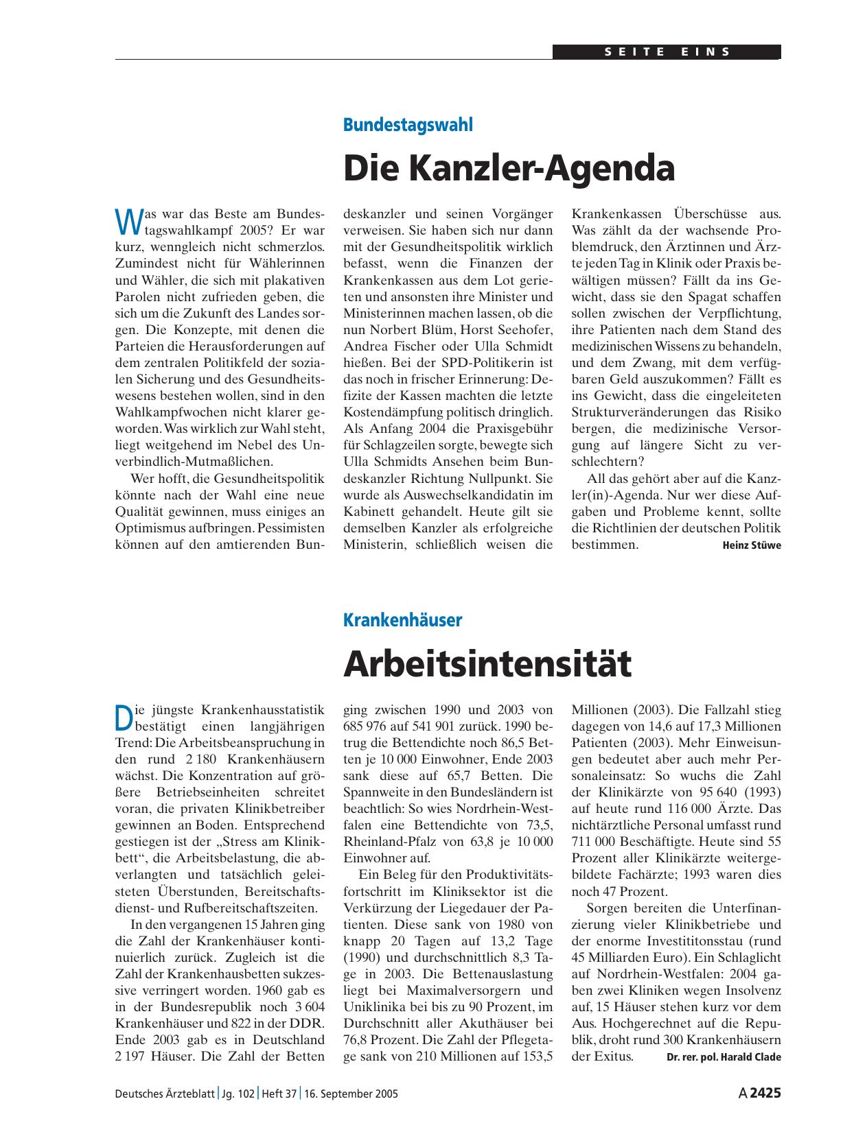 Vorschauseite 1: Krankenhäuser: Arbeitsintensität