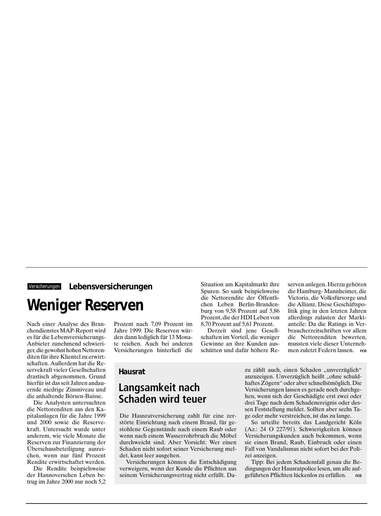 Vorschauseite 1: Hausrat: Langsamkeit nach Schaden wird teuer