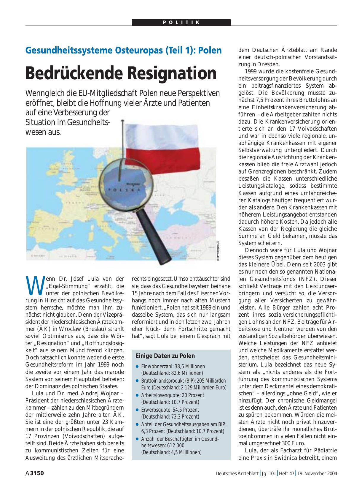 Vorschauseite 1: Gesundheitssysteme Osteuropas (Teil 1): Polen – Bedrückende Resignation