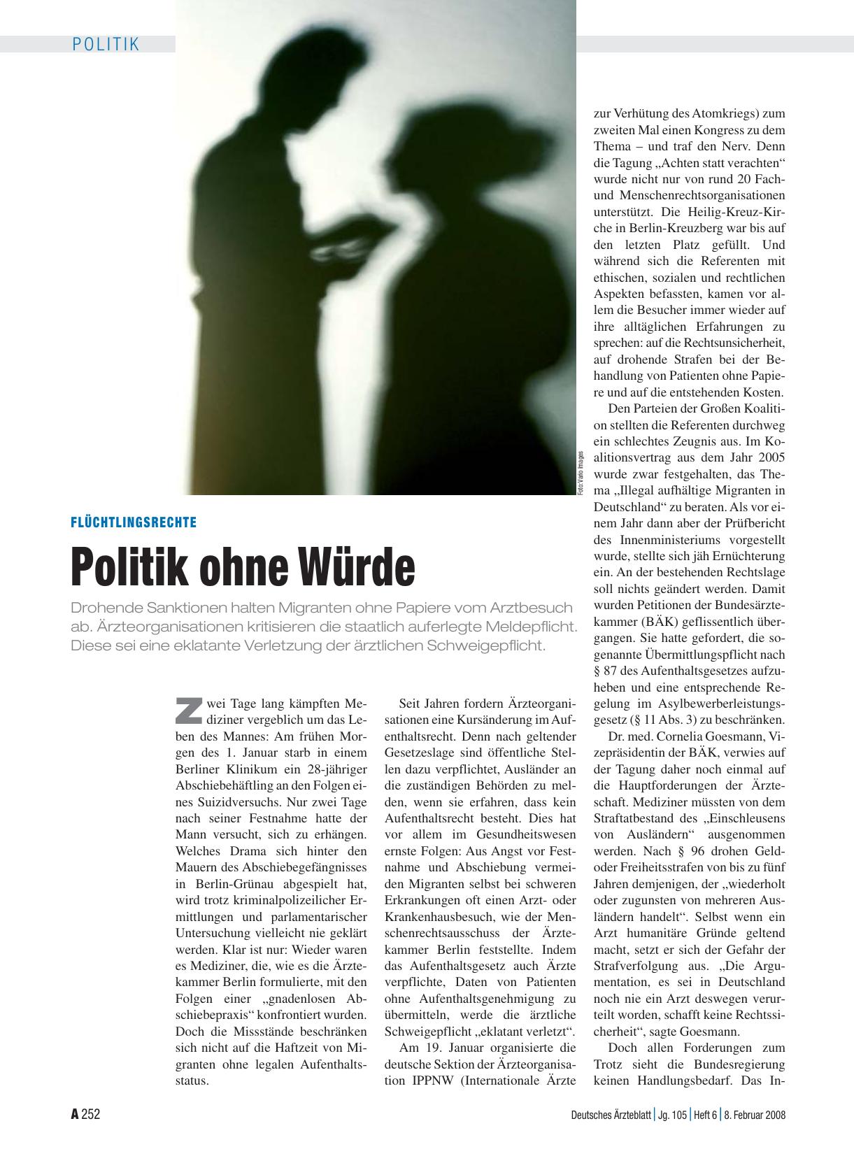 Vorschauseite 1: Flüchtlingsrechte: Politik ohne Würde