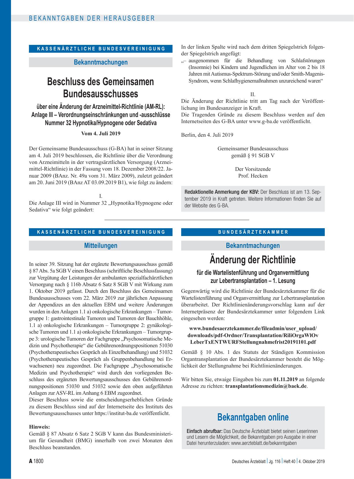 Vorschauseite 1: Bekanntgaben online