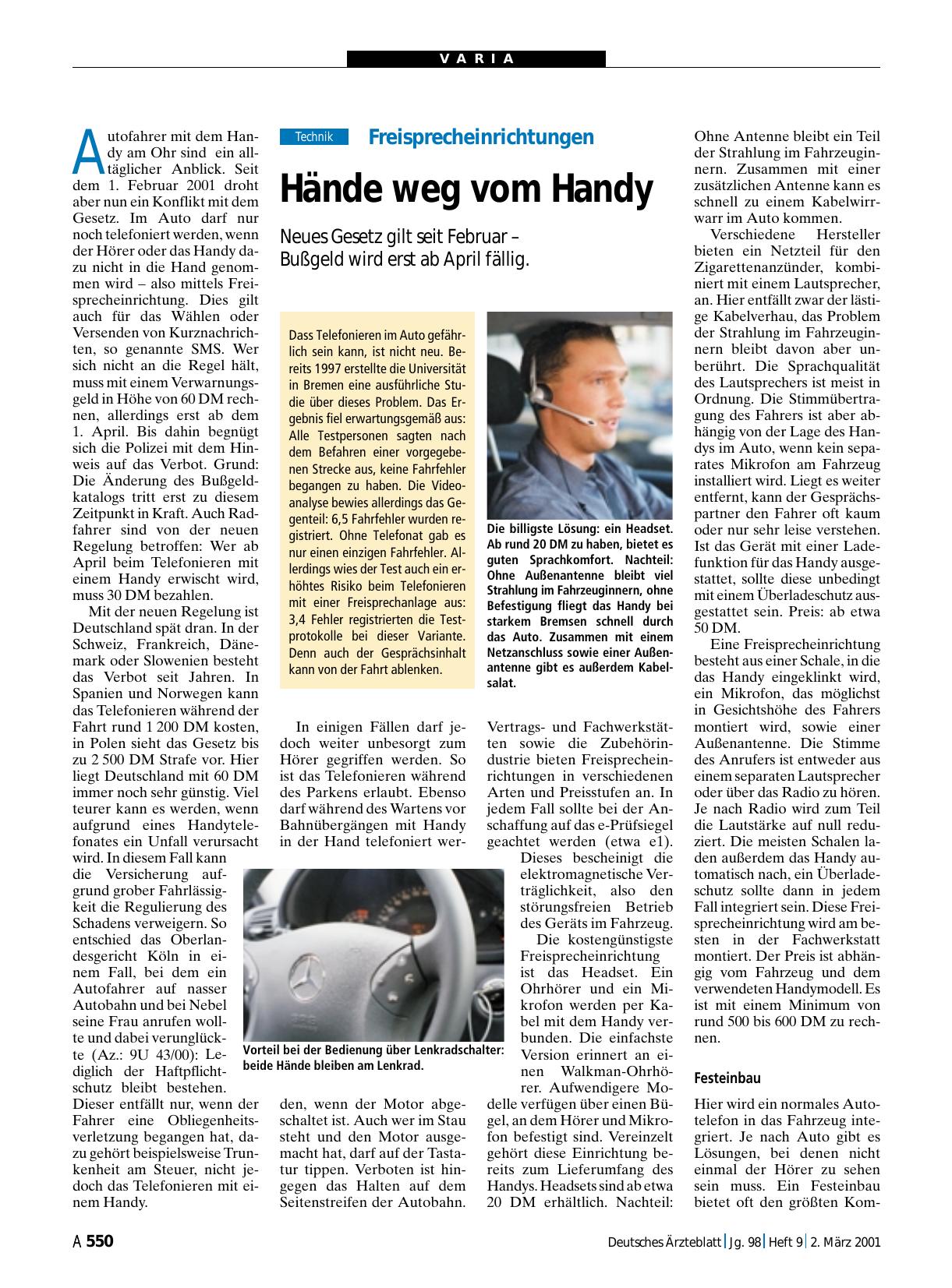 Vorschauseite 1: Freisprecheinrichtungen: Hände weg vom Handy
