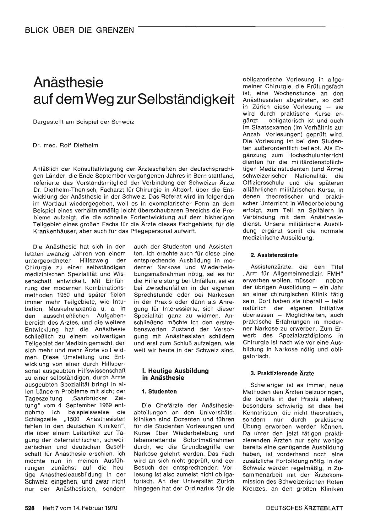 Vorschauseite 1: Anästhesie auf dem Weg zur Selbständigkeit