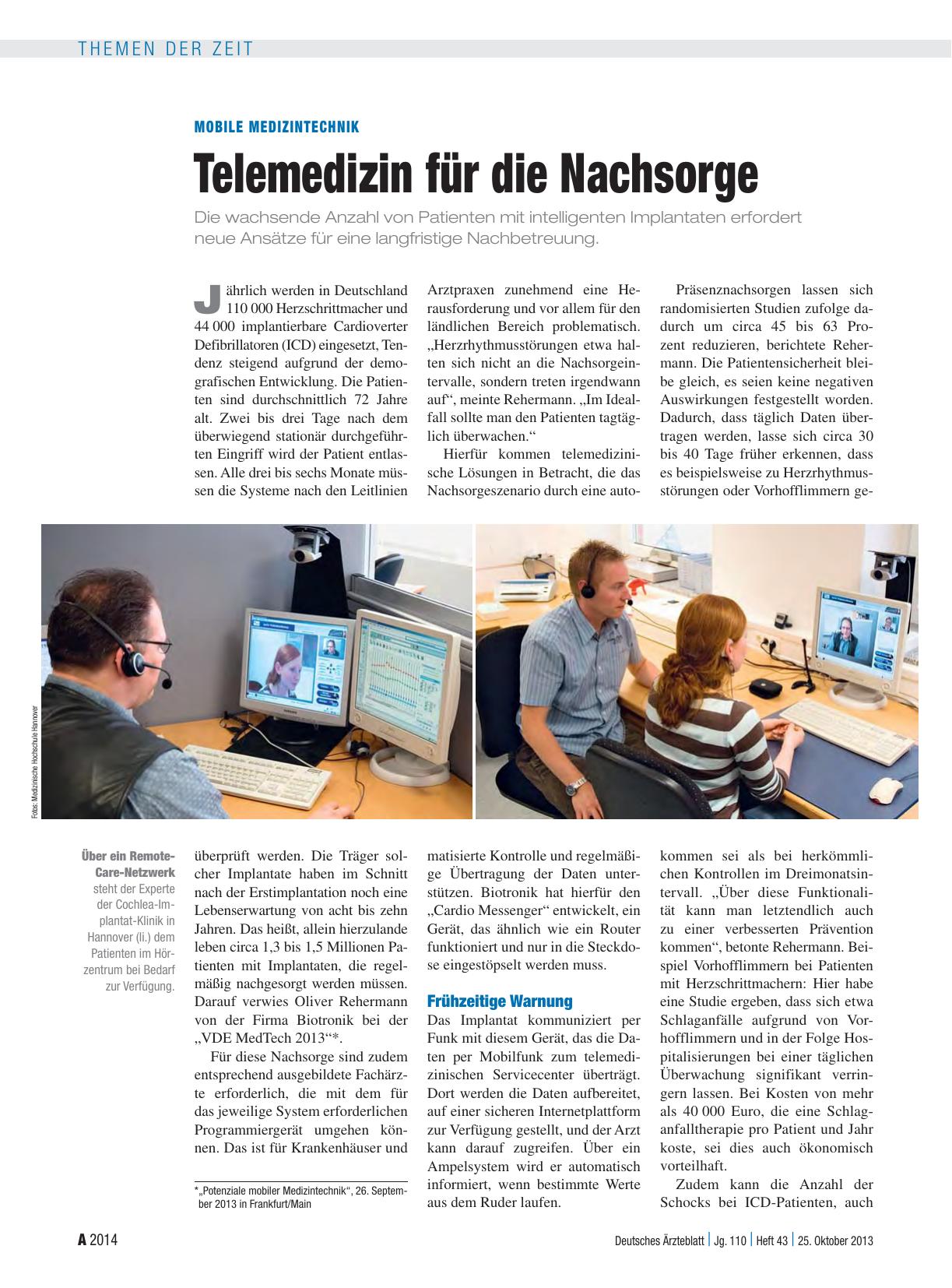 Vorschauseite 1: Mobile Medizintechnik: Telemedizin für die Nachsorge