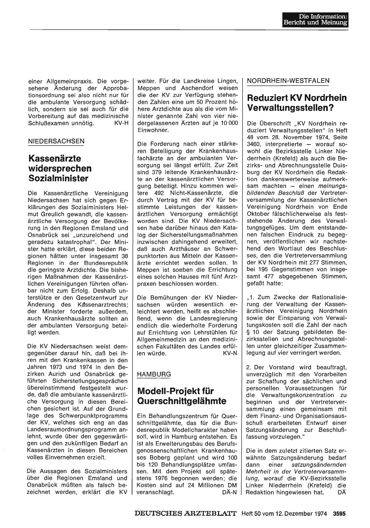 Vorschauseite 1: Niedersachsen: Kassenärzte widersprechen Sozialminister