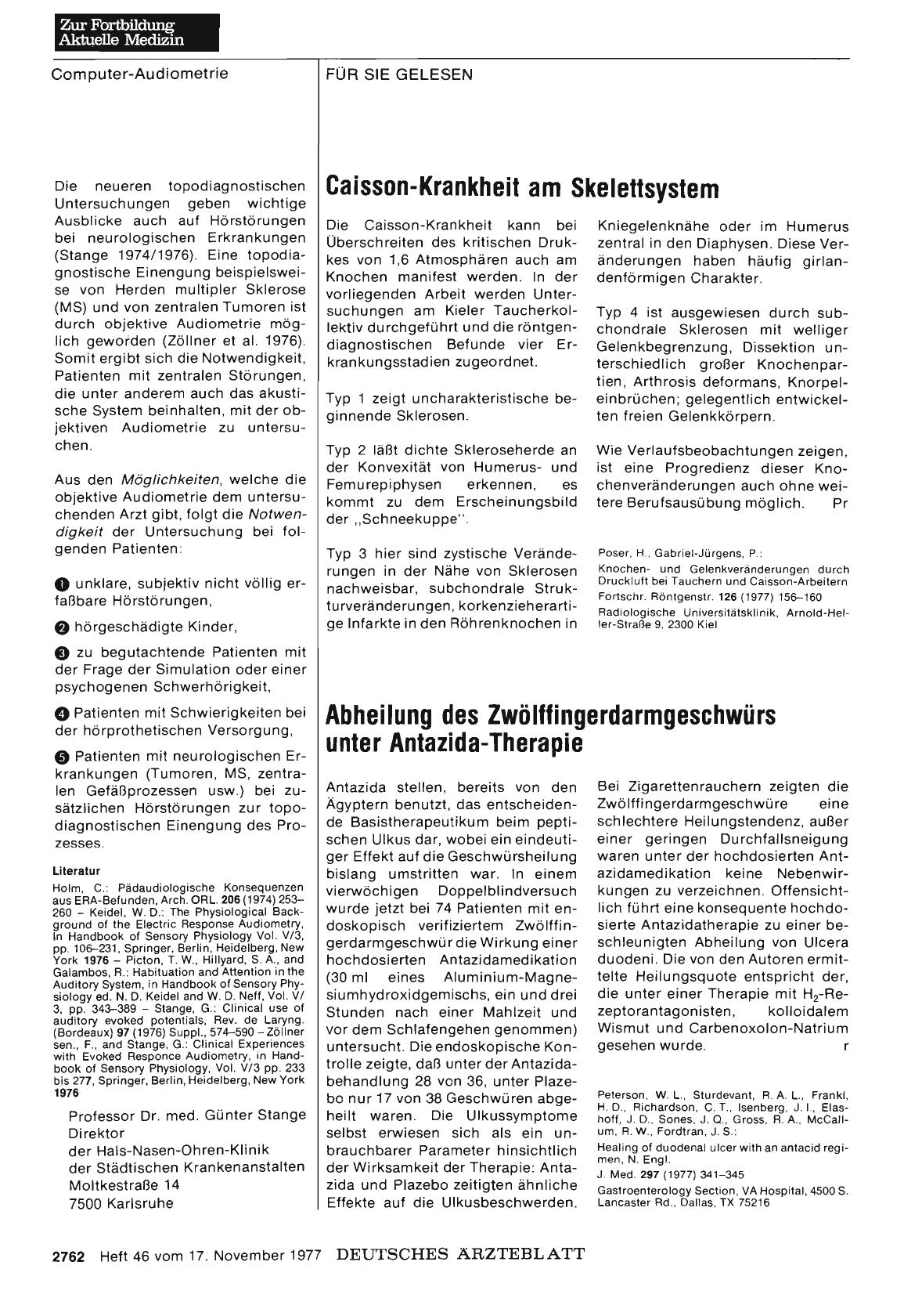 Vorschauseite 1: Caisson-Krankheit am Skelettsystem