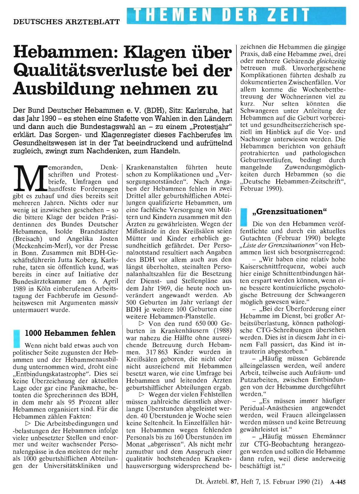 Vorschauseite 1: Hebammen: Klagen über Qualitätsverluste bei der Ausbildung nehmen zu