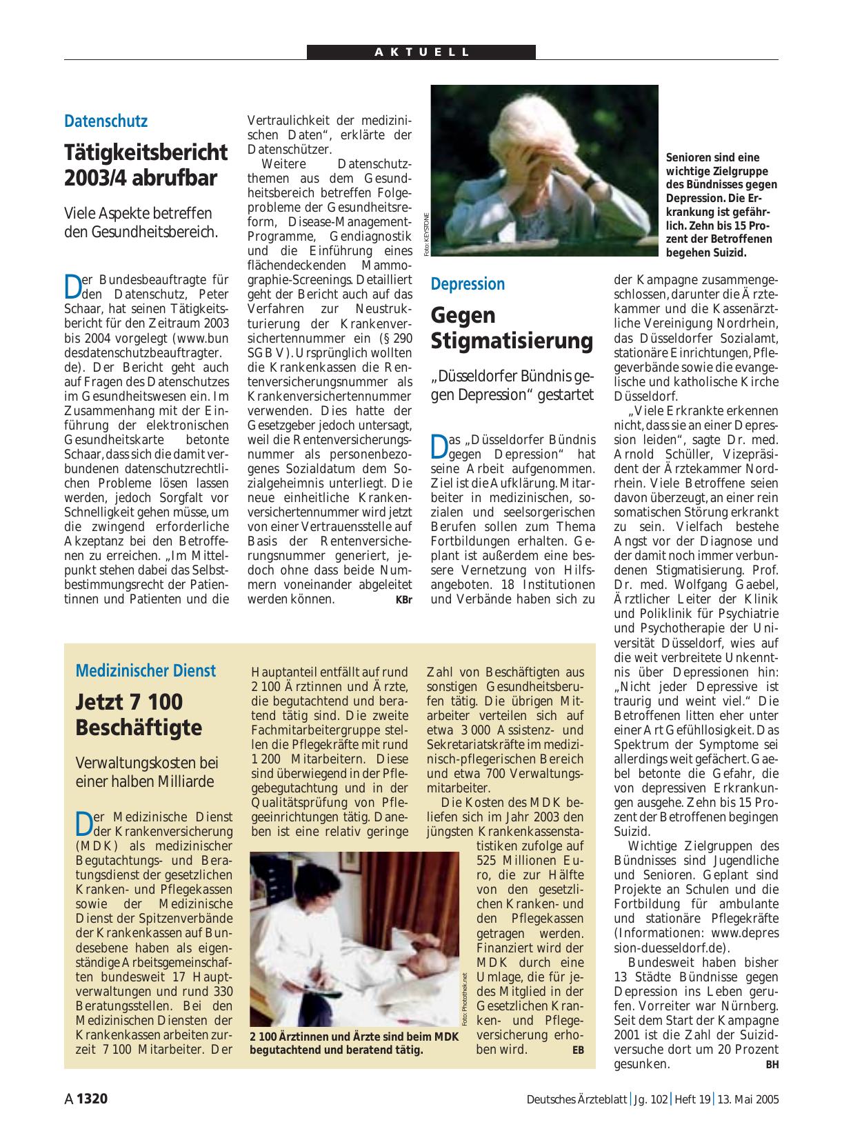 Vorschauseite 1: Medizinischer Dienst: Jetzt 7100 Beschäftigte