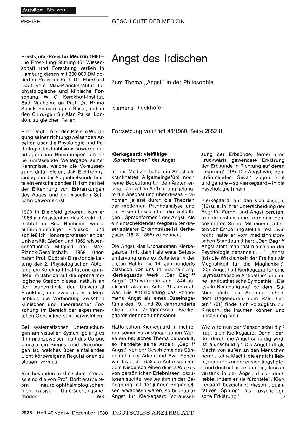 Vorschauseite 1: Angst des Irdischen: Zum Thema „Angst“ in der Philosophie