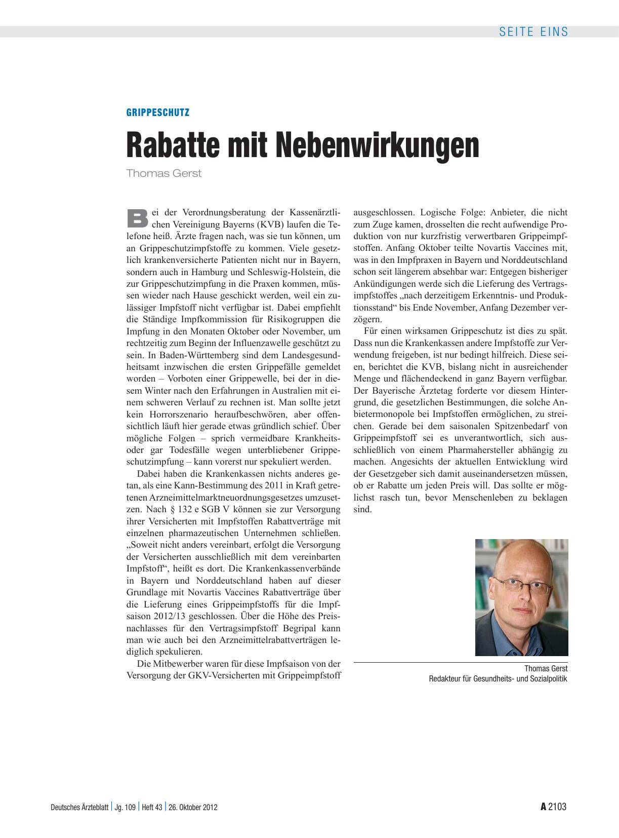 Vorschauseite 1: Grippeschutz: Rabatte mit Nebenwirkungen