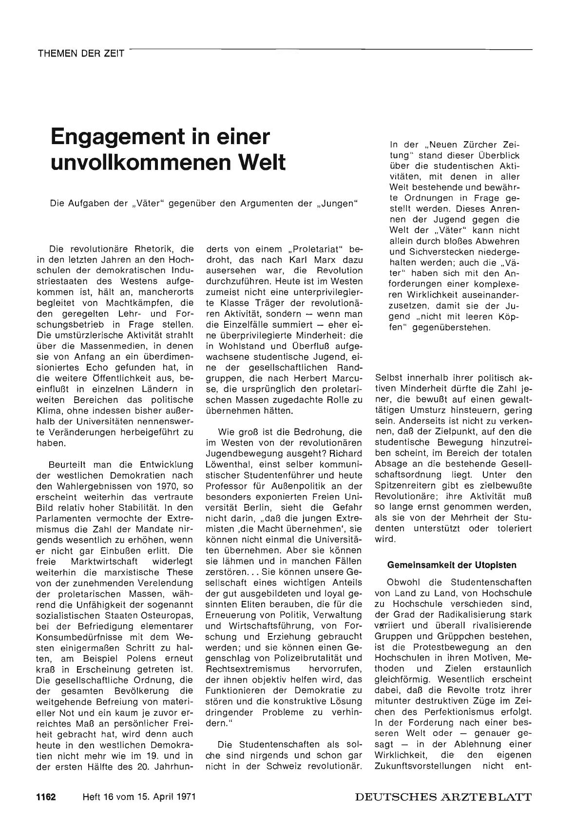 Vorschauseite 1: Engagement in einer unvollkommenen Welt