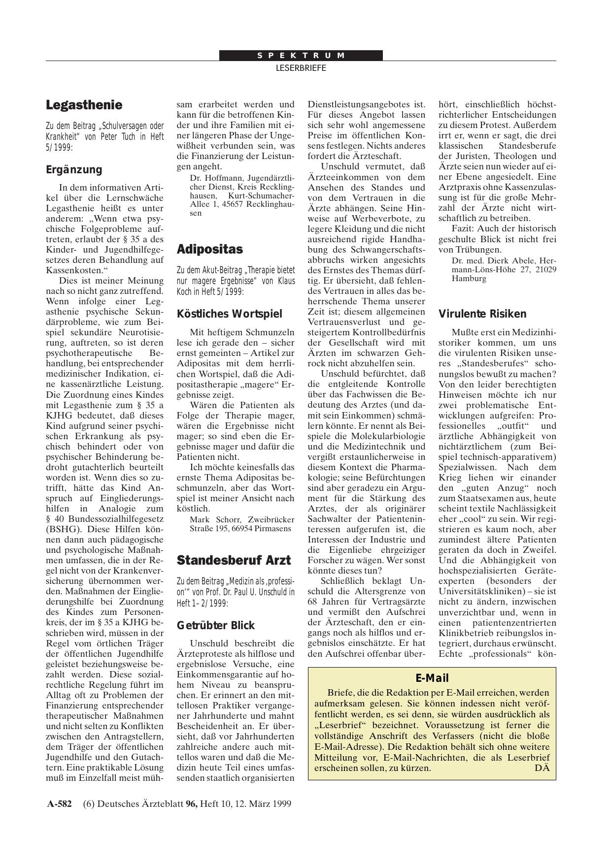 Vorschauseite 1: Standesberuf Arzt: Getrübter Blick