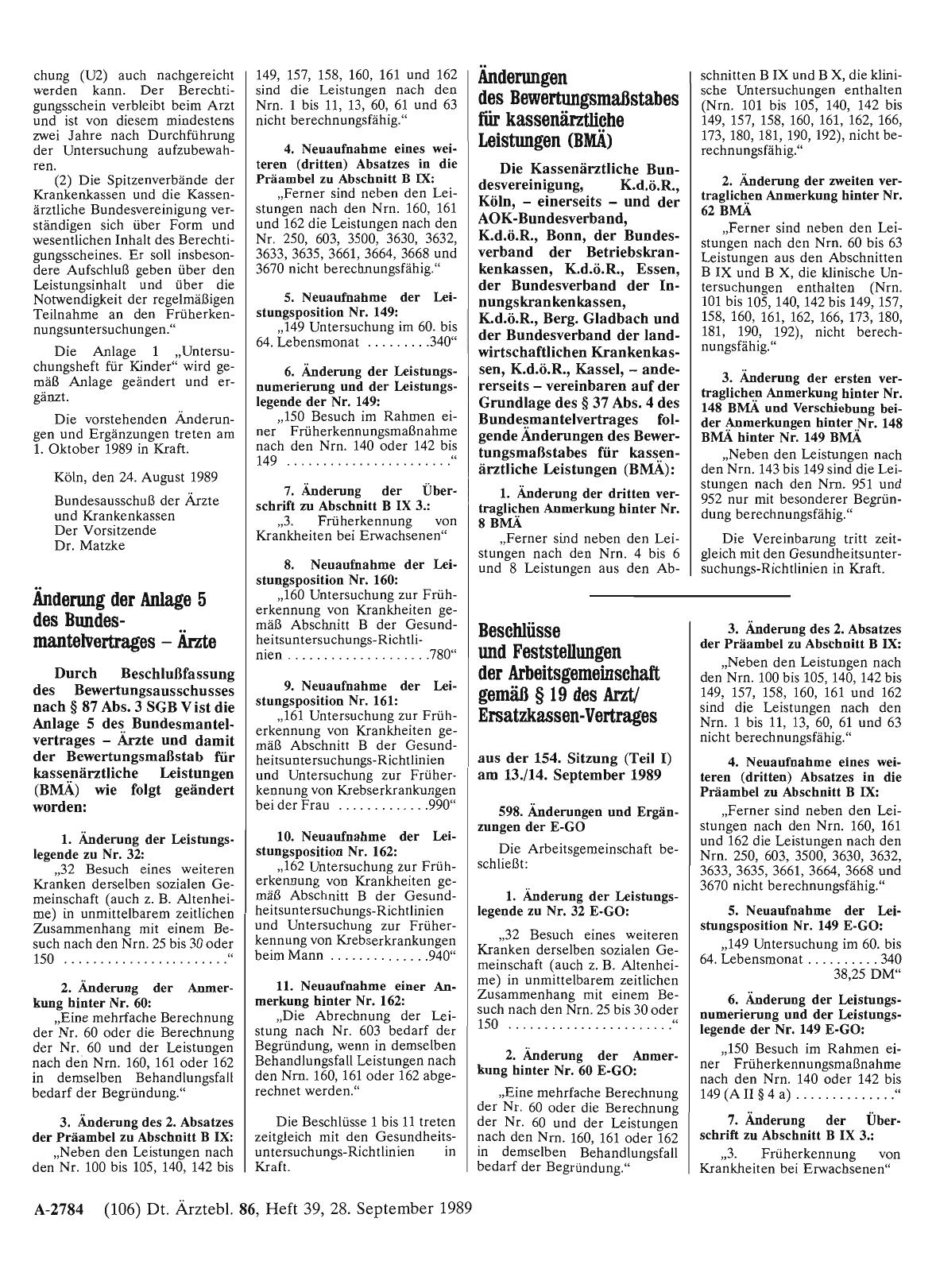 Vorschauseite 1: Änderungen des Bewertungsmaßstabes für kassenärztliche Leistungen (BMÄ)
