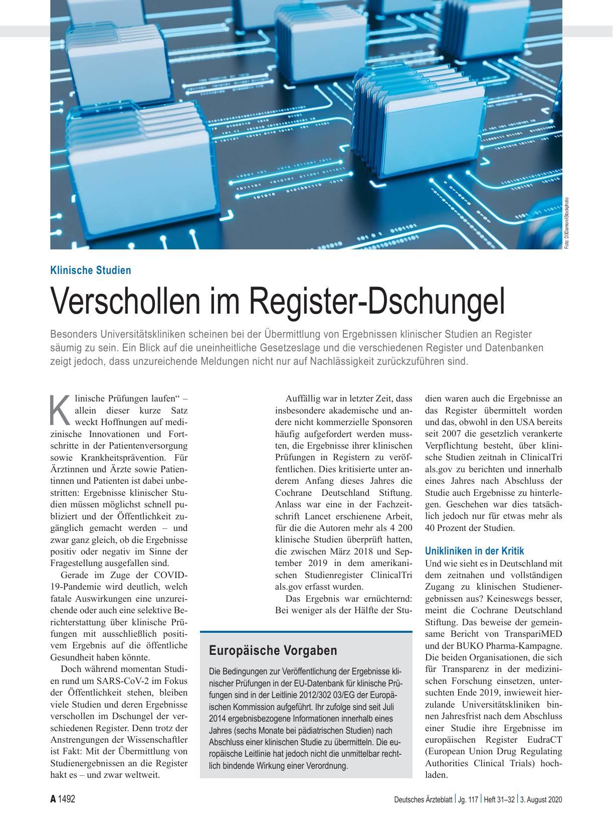 Vorschauseite 1: Klinische Studien: Verschollen im Register-Dschungel