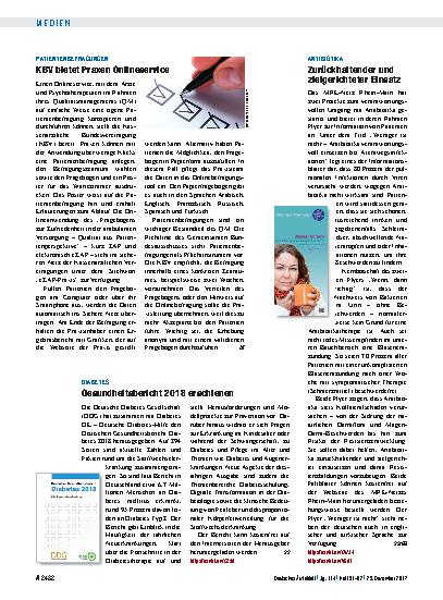 Vorschauseite 1: Diabetes: Gesundheitsbericht 2018 erschienen