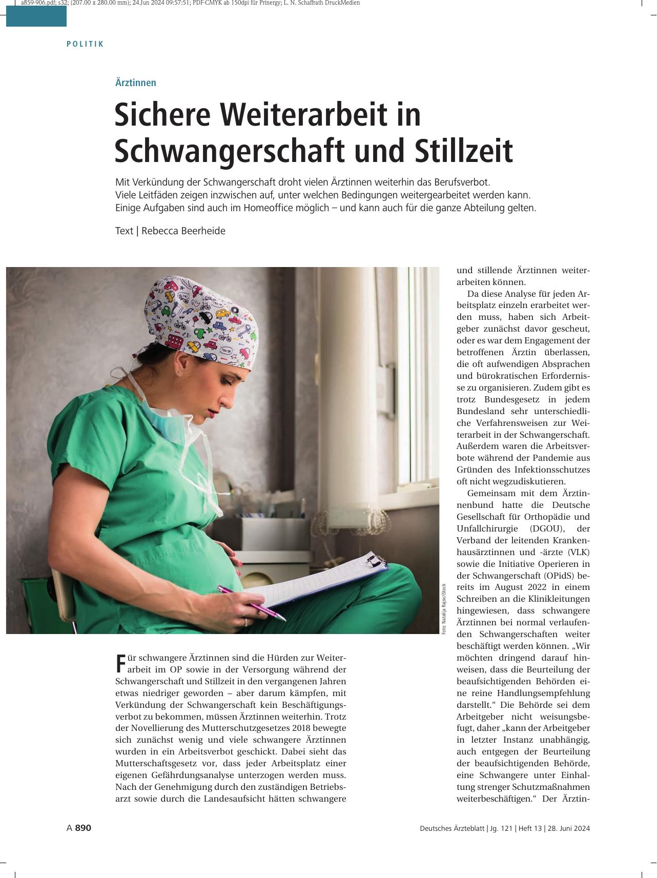 Vorschauseite 1: Ärztinnen: Sichere Weiterarbeit in Schwangerschaft und Stillzeit