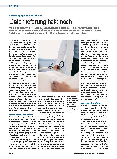 Vorschauseite 1: Bettenbelegung auf Normalstationen: Datenlieferung hakt noch