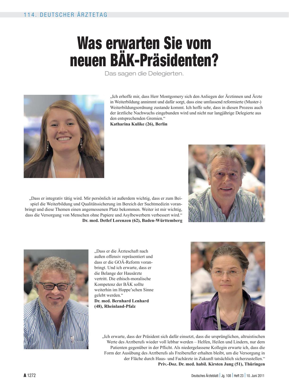 Vorschauseite 1: Was erwarten Sie vom neuen BÄK-Präsidenten?