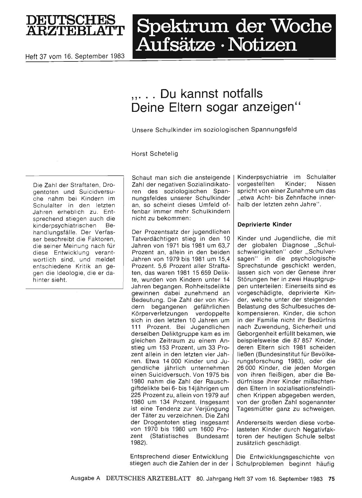 Vorschauseite 1: „. .. Du kannst notfalls Deine Eltern sogar anzeigen“: Unsere Schulkinder im soziologischen Spannungsfeld