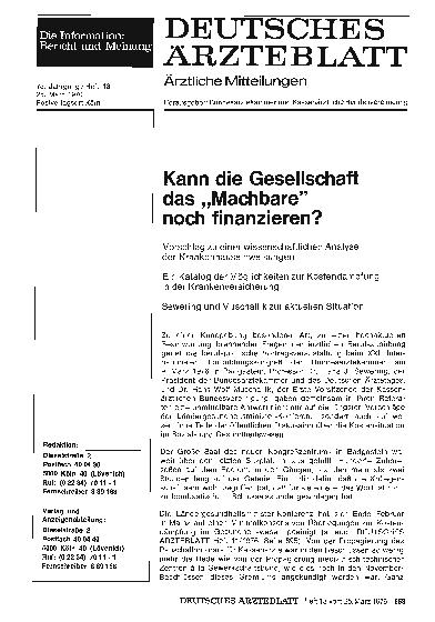Vorschauseite 1: Kann die Gesellschaft das „Machbare“ noch finanzieren? (Teil 1)