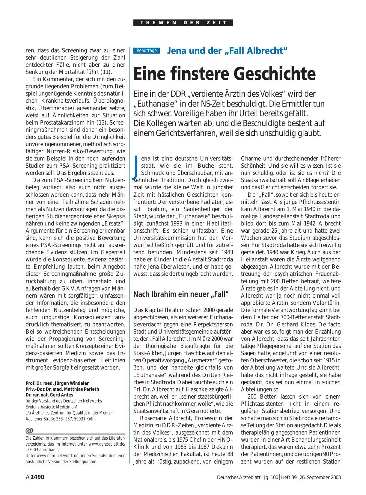 Vorschauseite 1: Jena und der „Fall Albrecht“: Eine finstere Geschichte