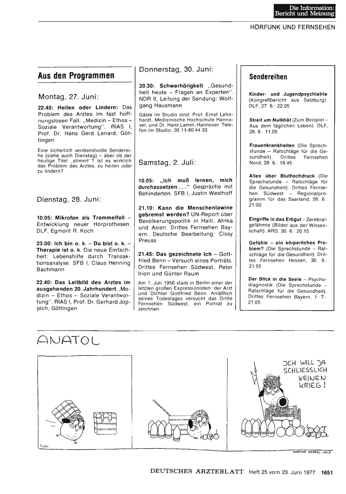 Vorschauseite 1: Aus den Programmen