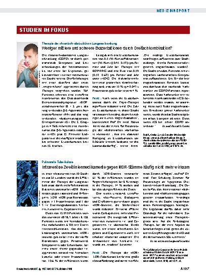 Vorschauseite 1: Therapie der chronisch-obstruktiven Lungenerkrankung: Weniger mittlere und schwere Exazerbationen durch Dreifachkombination?