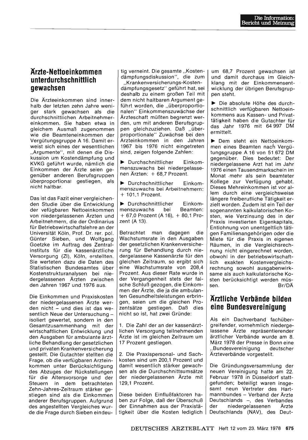Vorschauseite 1: Ärzte-Nettoeinkommen unterdurchschnittlich gewachsen