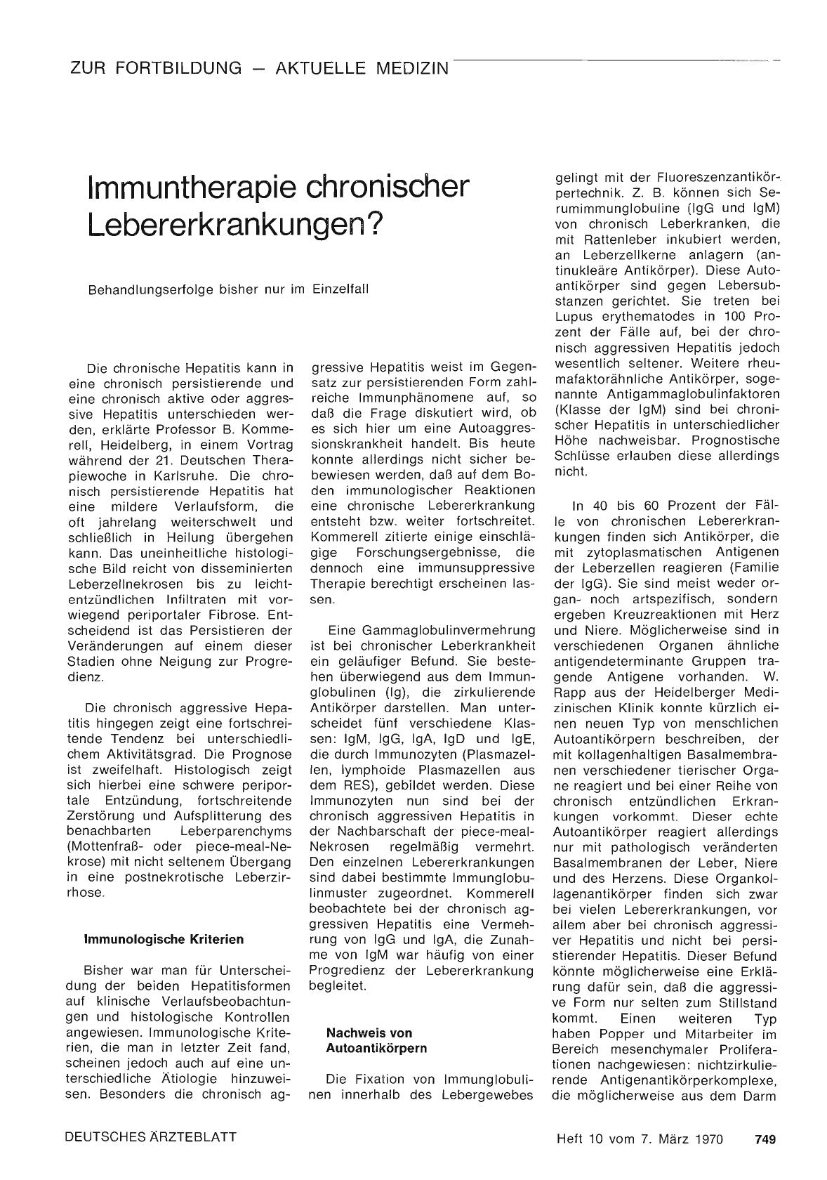 Vorschauseite 1: Immuntherapie chronischer Lebererkrankungen?