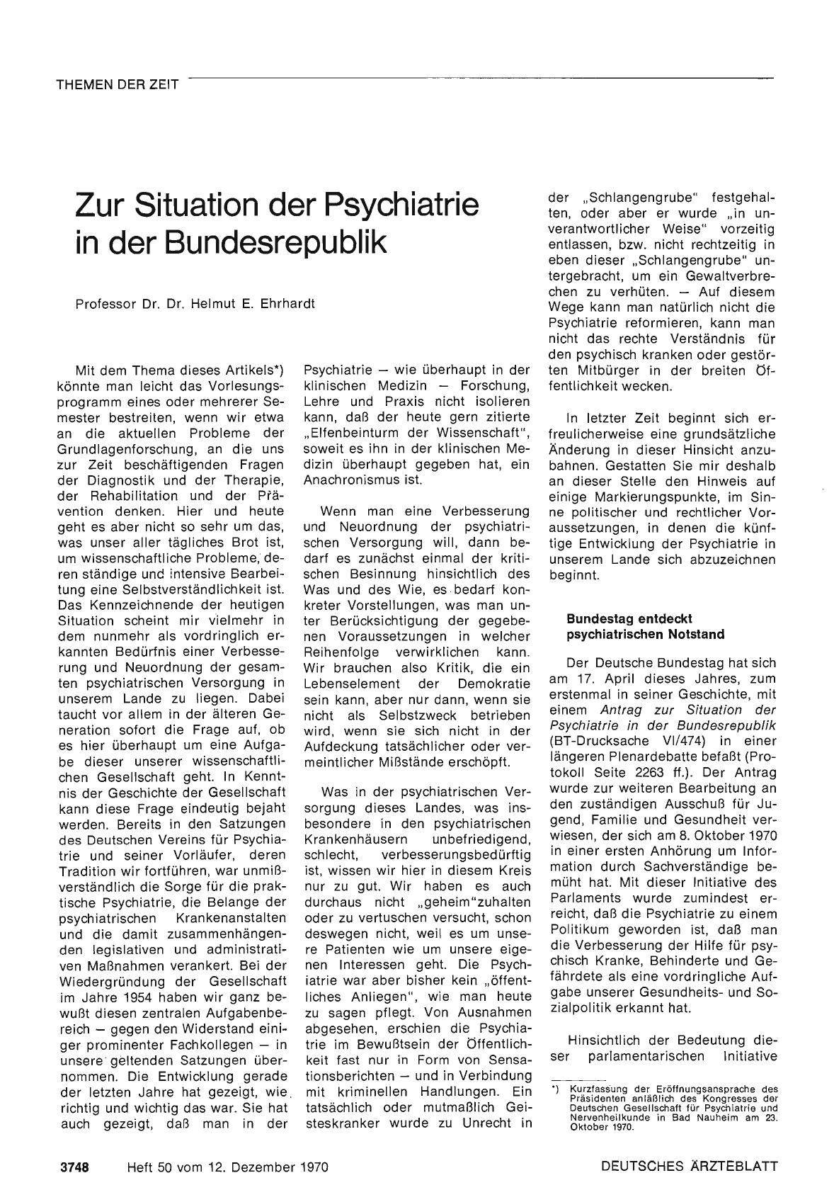 Vorschauseite 1: Zur Situation der Psychiatrie in der Bundesrepublik