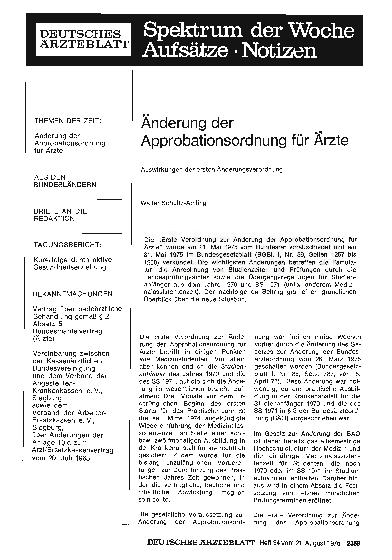 Vorschauseite 1: Änderung der Approbationsordnung für Ärzte: Auswirkungen der ersten Änderungsverordnung