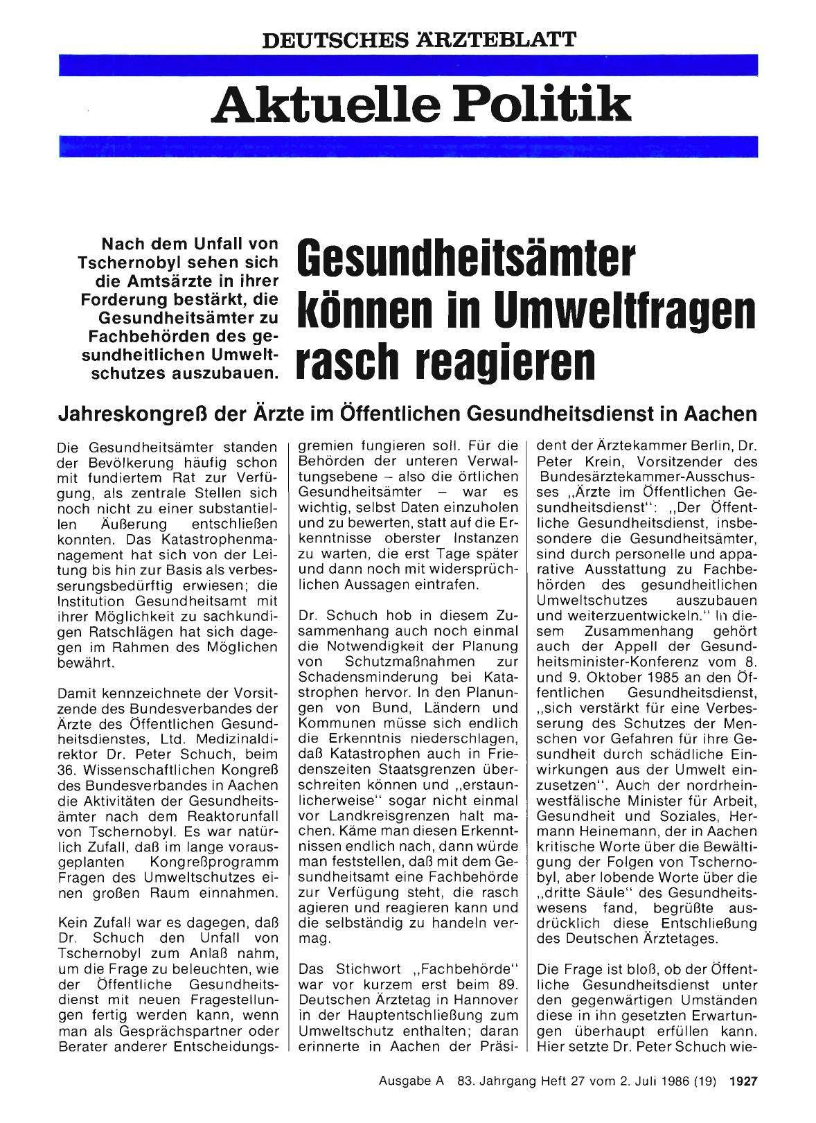 Vorschauseite 1: Gesundheitsämter können in Umweltfragen rasch reagieren